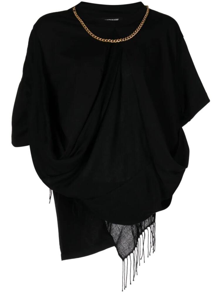 Junya Watanabe fringe-detail draped top - Black Cover