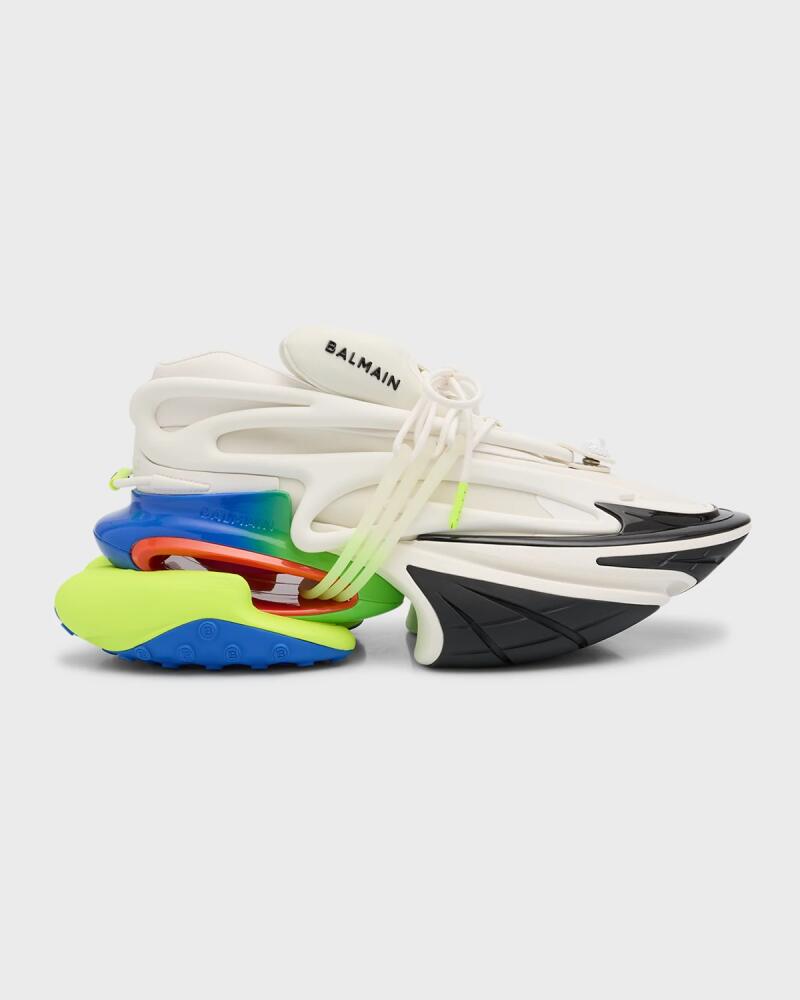 Balmain Men's Unicorn Neoprene and Leather Low-Top Sneakers Cover