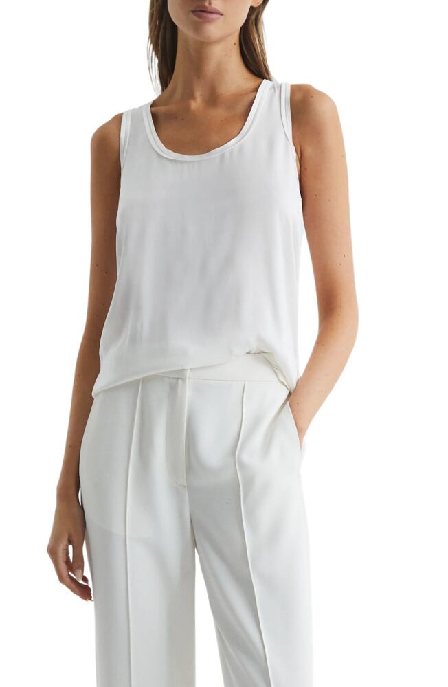 Reiss Riley Mixed Media Silk Blend Tank in White Cover