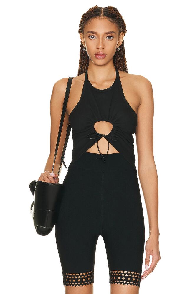 ALAÏA Gathered Tank in Black Cover