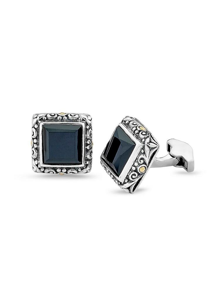 Eli Pebble Men's 18K Yellow Gold, Sterling Silver & Onyx Cufflinks Cover