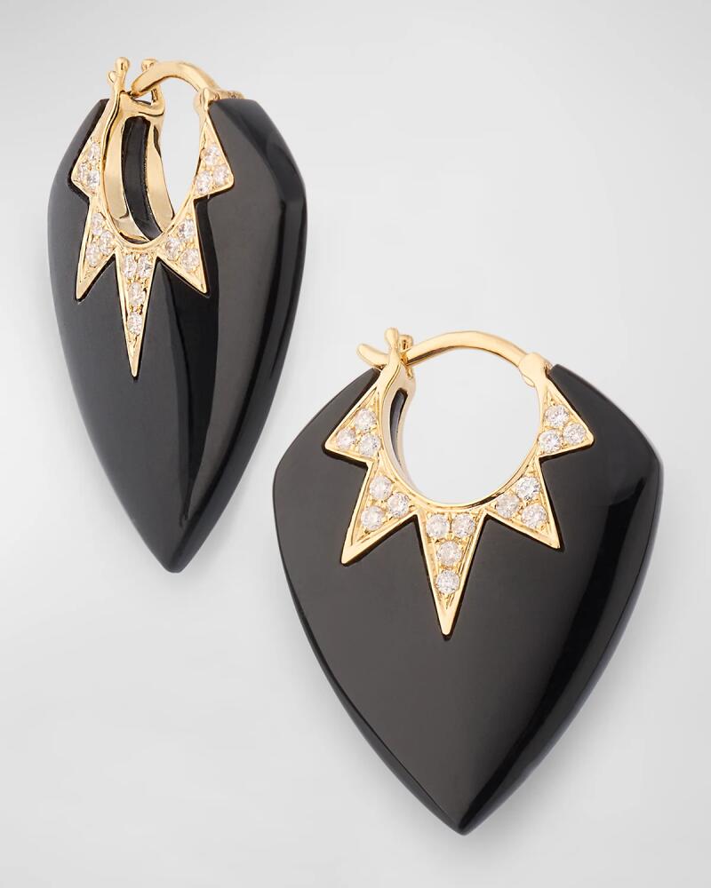 Sorellina 18K Yellow Gold Earrings with Black Onyx and GH/SI Diamonds. 25x20mm Cover