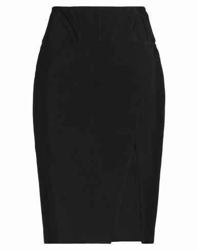 Mugler Woman Midi skirt Black Viscose, Virgin Wool Cover