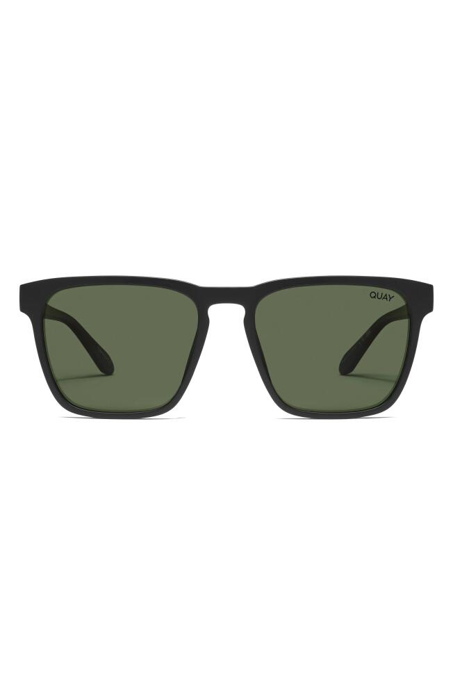 Quay Australia Unplugged 45mm Polarized Square Sunglasses in Matte Black /Green Polarized Cover