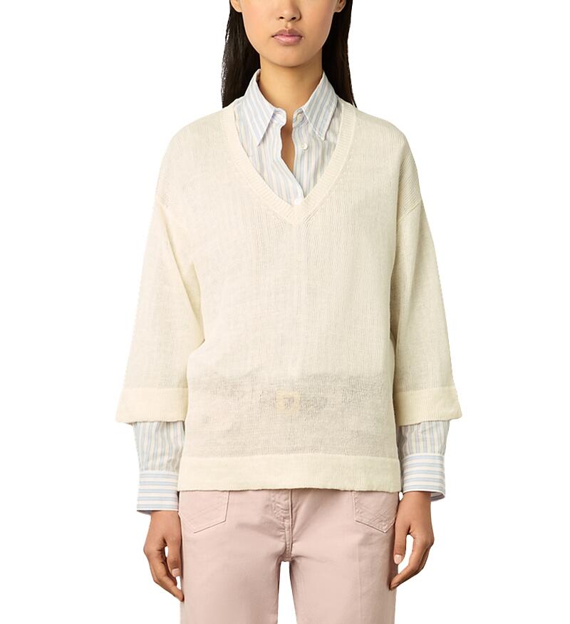 Gerard Darel Lee V Neck Linen Sweater Cover