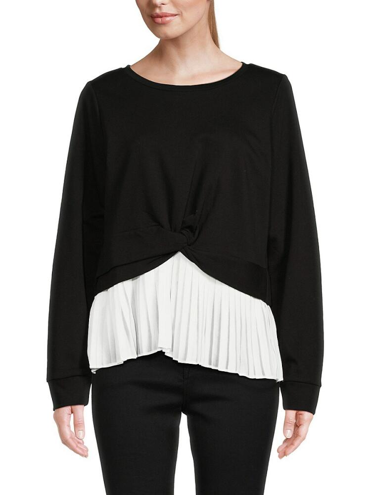 Lea & Viola Women's Twisted & Pleated Top - Black Cover