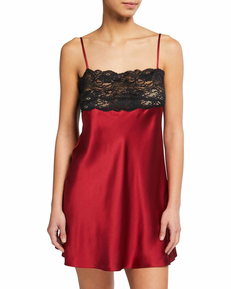 Christine Lingerie Bijoux Lace-Trim Silk Chemise Cover