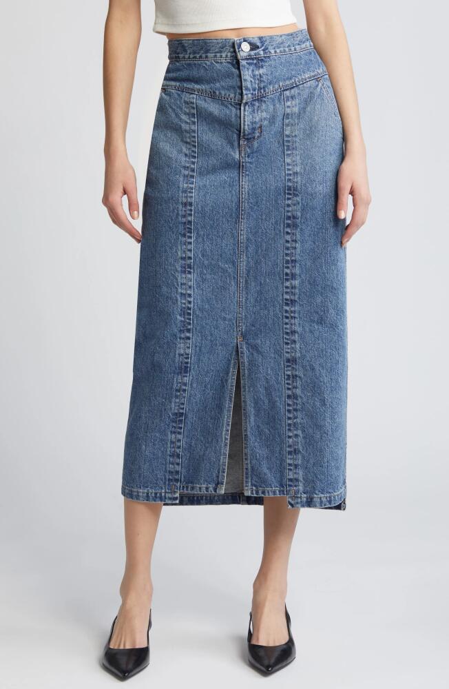 MOUSSY VINTAGE Clovernook High Waist Denim Midi Skirt in Blue Cover