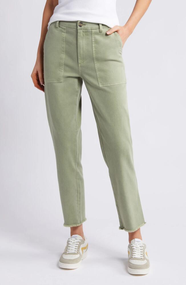 Treasure & Bond Frayed Ankle Straight Leg Utility Pants in Olive Acorn Cover