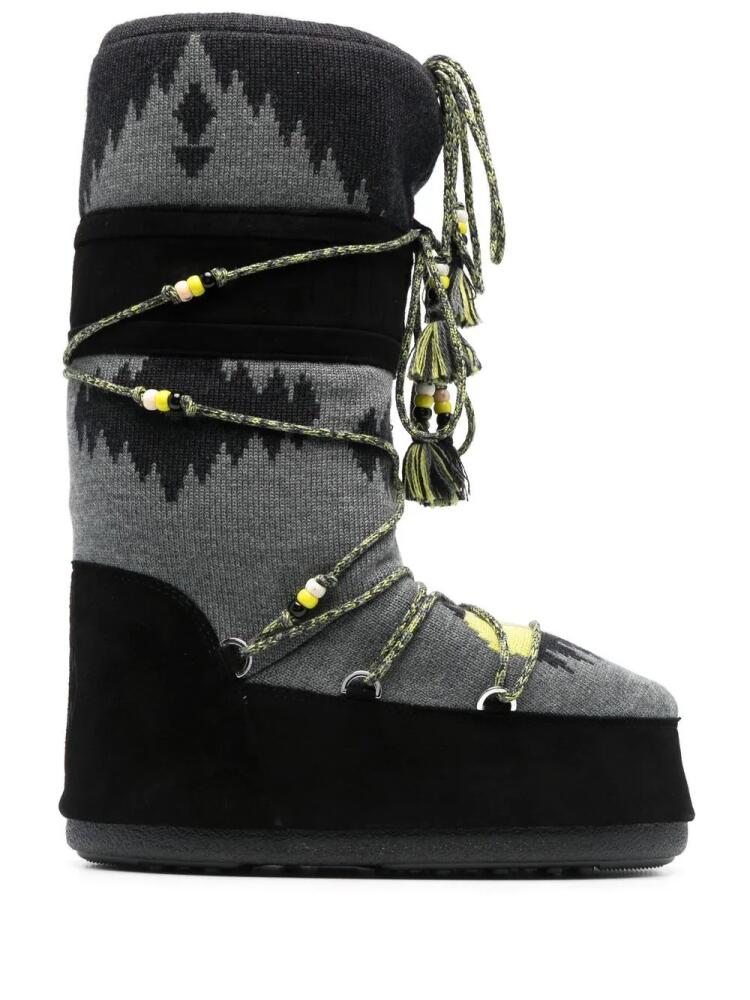 Alanui x Moon boot Icon Knit snow boots - Grey Cover