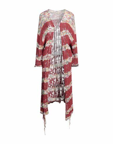 Akep Woman Cardigan Brick red Organic cotton, Recycled polyester, Recycled polyamide Cover