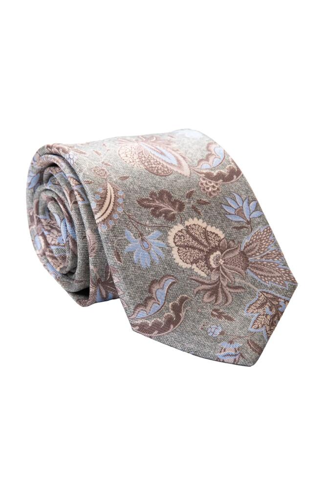 Elizabetta Medici - Extra Long Printed Silk Tie for Men in Soft Jade Cover