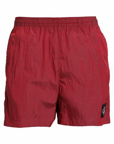 Calvin Klein Man Swim trunks Burgundy Polyester, Polyamide Cover