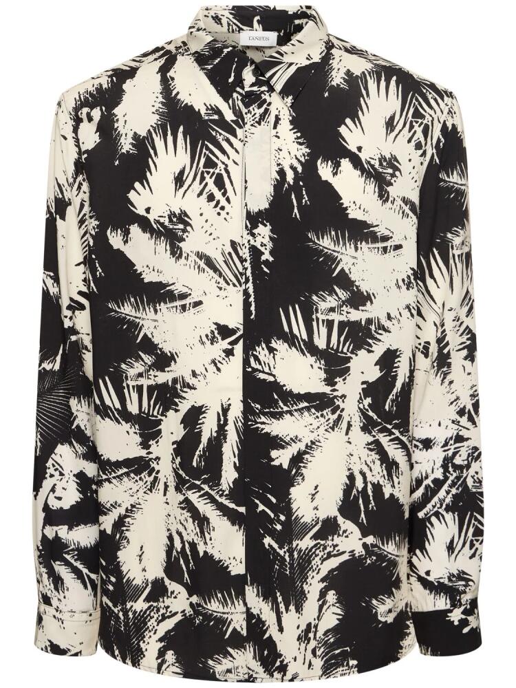 LANEUS Palm Print Viscose Shirt Cover