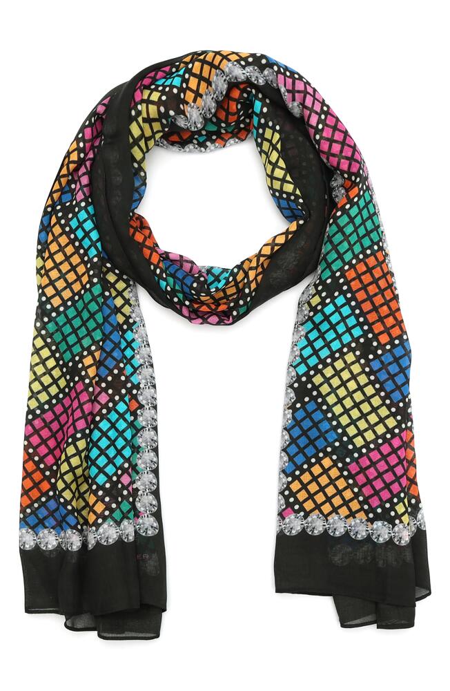 Kurt Geiger London Basket Weave Crystal Print Oblong Scarf in Black Cover