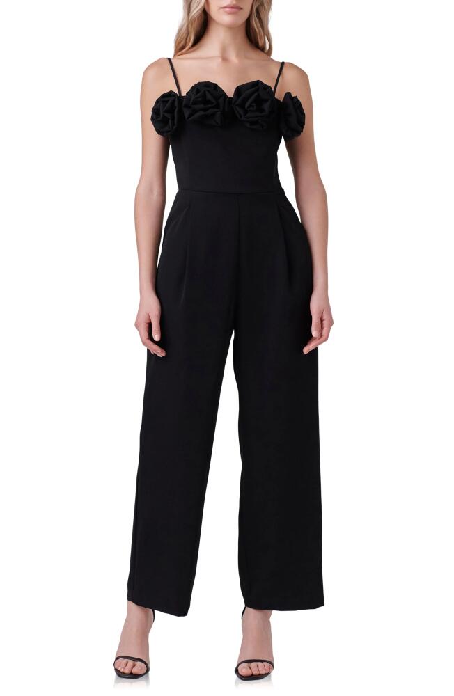 Endless Rose Rosette Trim Wide Leg Jumpsuit in Black Cover