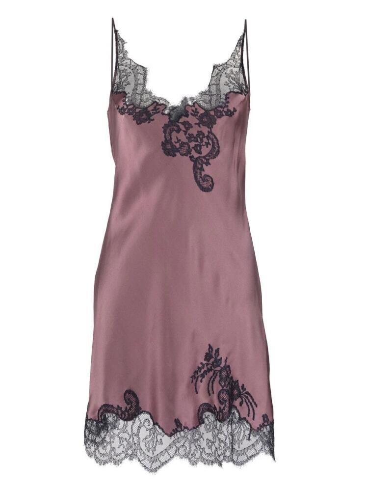 Carine Gilson silk lace-trim slip dress - Purple Cover