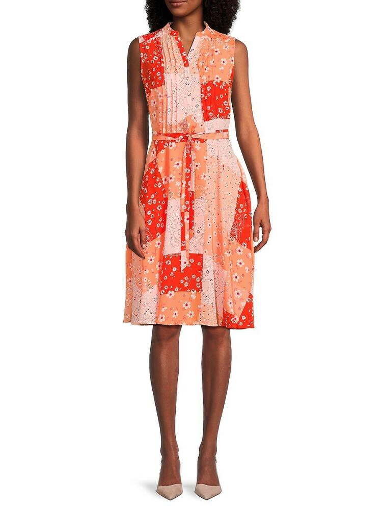 NANETTE nanette lepore Women's Floral Splitneck Dress - Orange Multi Cover