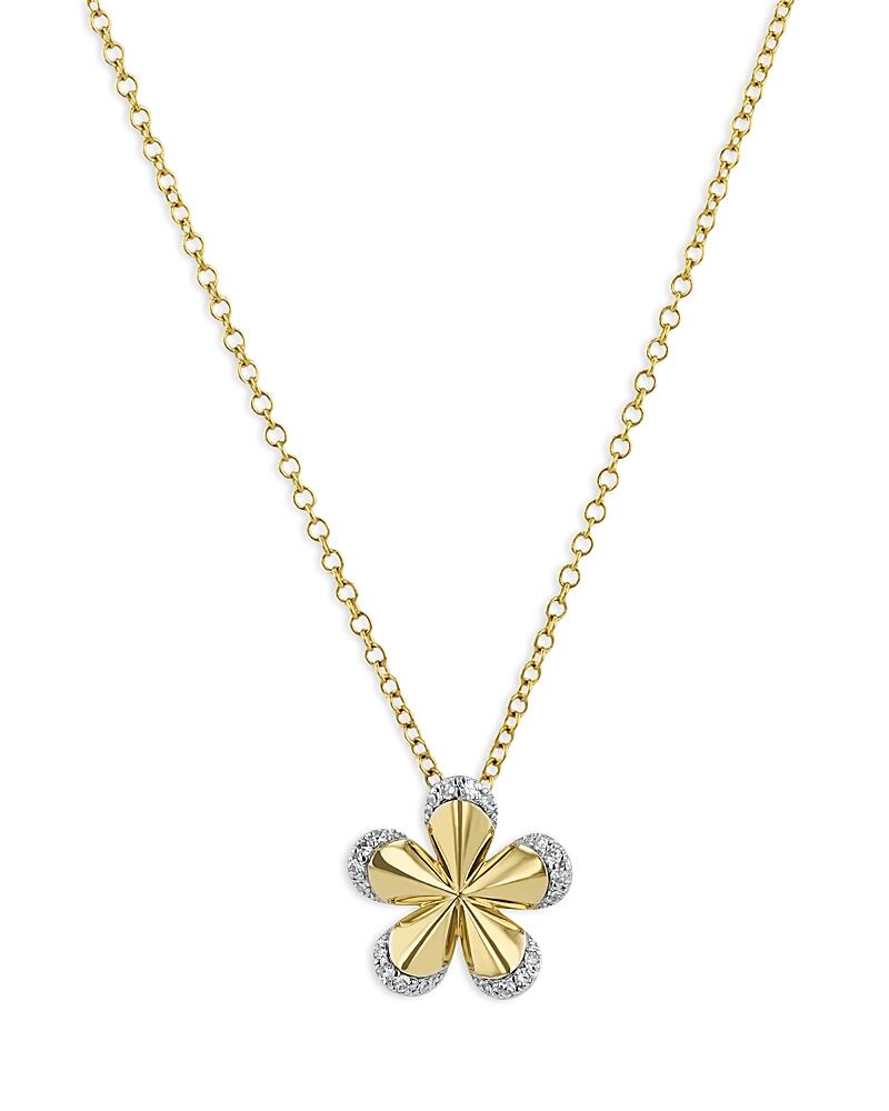 Phillips House 14K Yellow Gold Diamond Petal Pave Edge Forget Me Not Small Necklace, 16-18 Cover