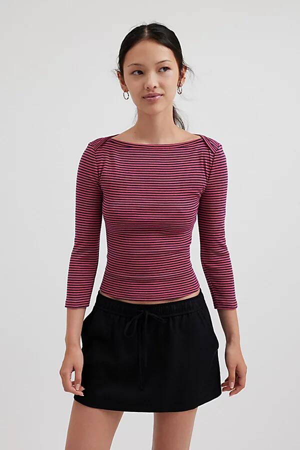 BDG Willow ¾ Sleeve Boatneck Tee in Red Cover