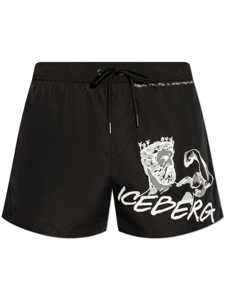 Iceberg graphic-print swim shorts - Black Cover