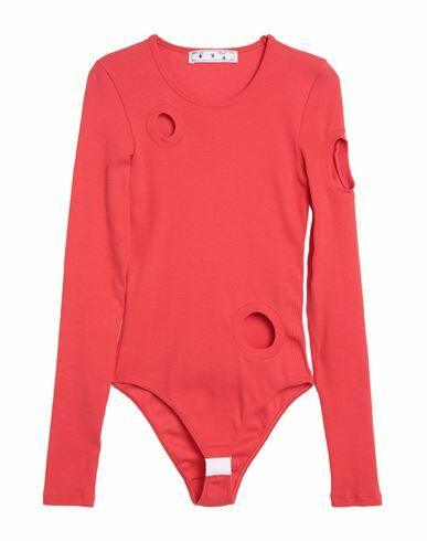 Off-white Woman Bodysuit Coral Organic cotton, Elastane Cover