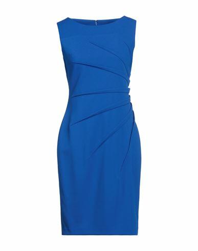 Calvin Klein Woman Mini dress Bright blue Polyester, Elastane Cover