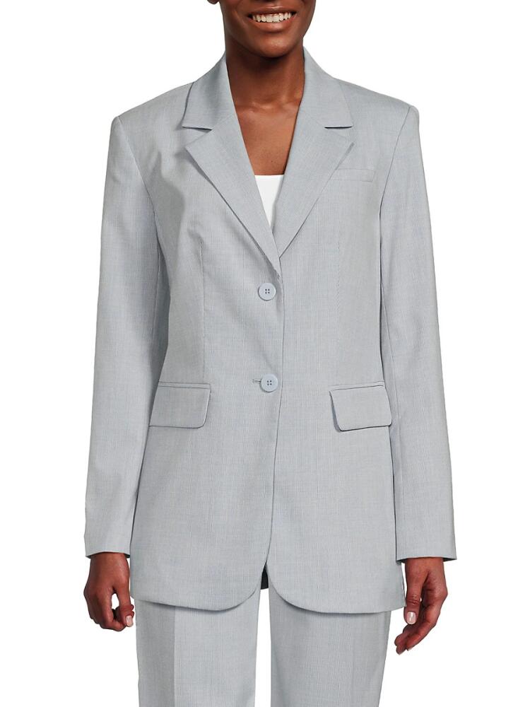 DKNY Women's Notch Lapel Solid Blazer - Frost Blue Cover