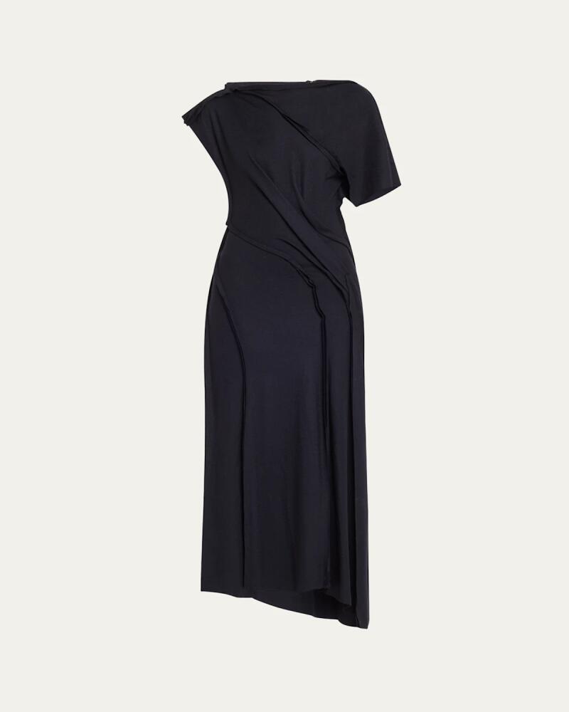 Jason Wu Collection Asymmetric Draped Wool Jersey Maxi Dress Cover