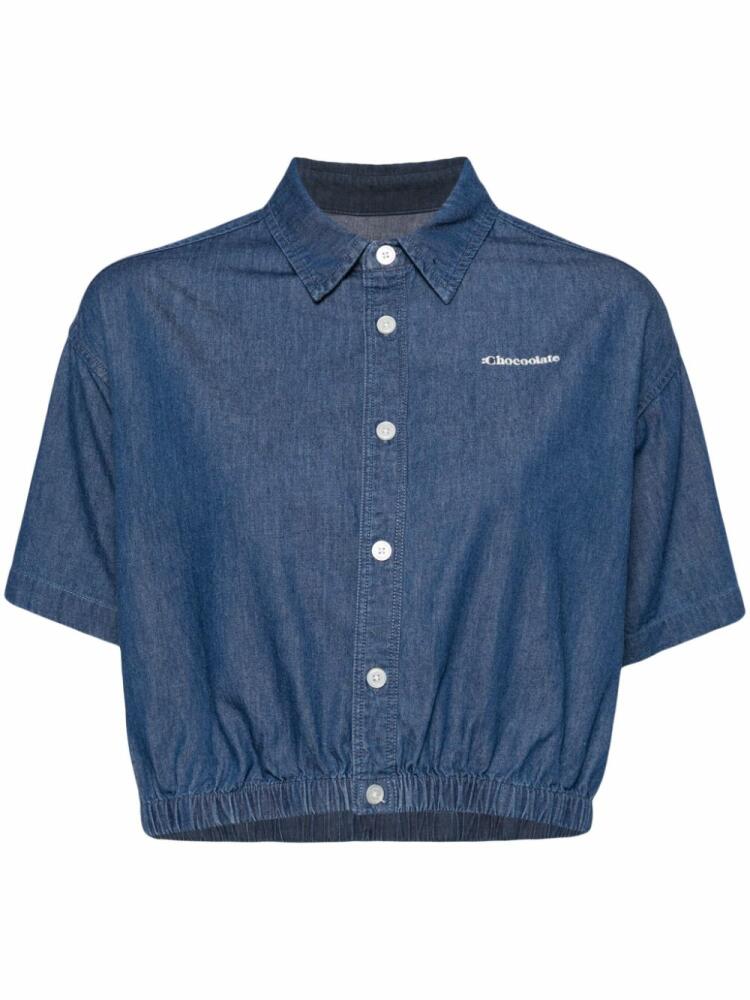 CHOCOOLATE logo-embroidered short-sleeve denim shirt - Blue Cover