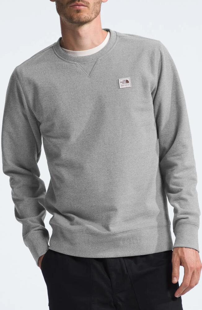 The North Face Heritage Patch Crewneck Sweatshirt in Tnf Medium Grey Heather/White Cover