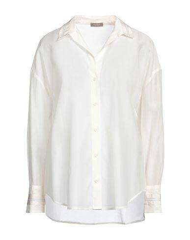 Peserico Woman Shirt Ivory Cotton, Silk Cover