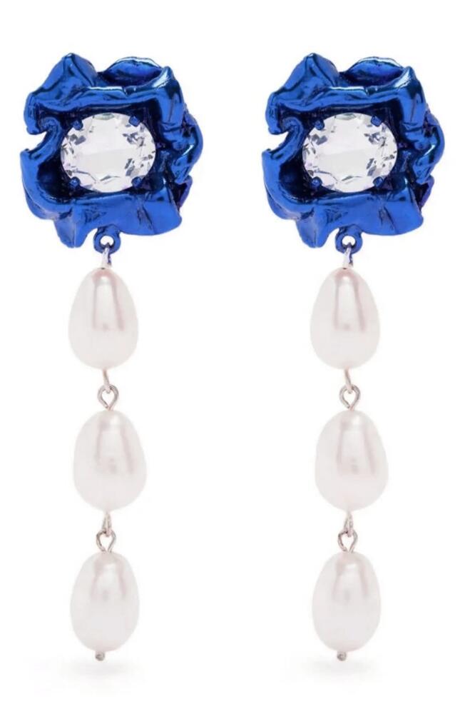 Sterling King Lola Floral Freshwater Pearl Drop Earrings in Cobalt Cover