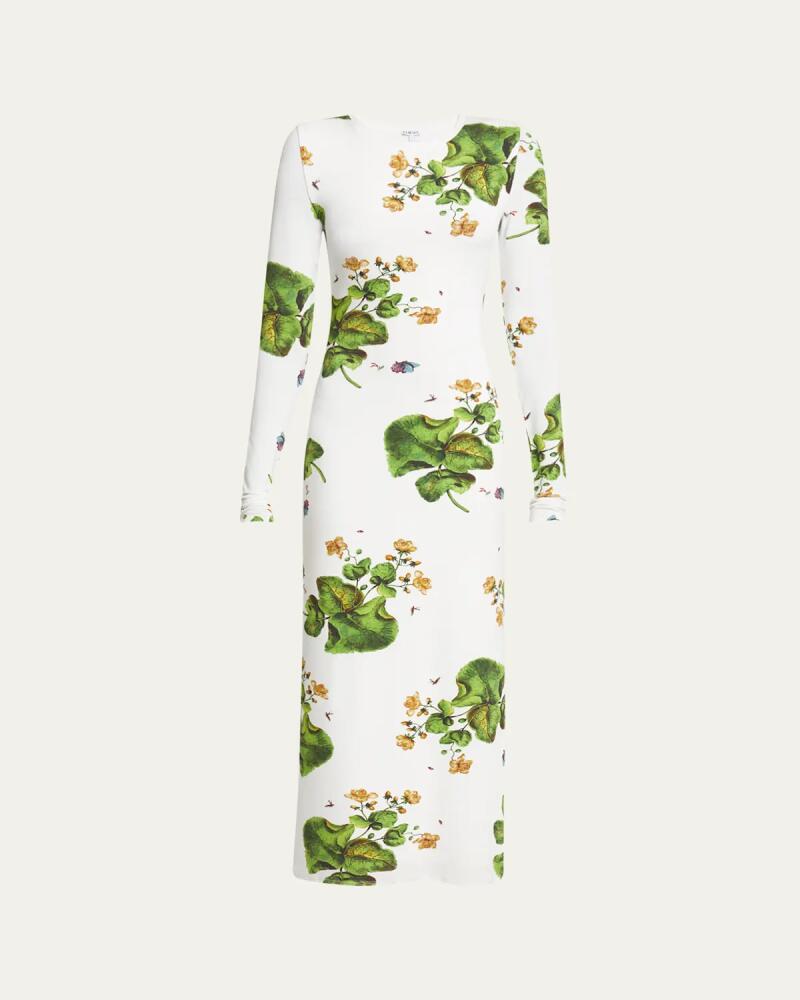 Loewe Leaf Print Midi Dress with Side Slits Cover