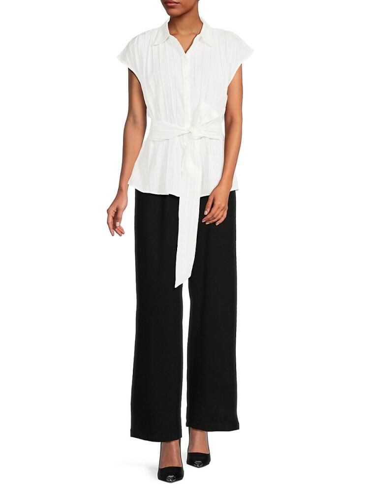 Max Studio Women's Belted Shirt - White Cover