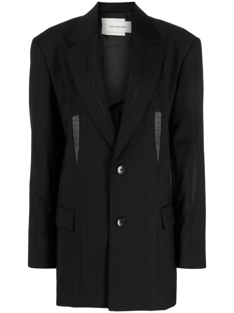 Feng Chen Wang mesh-panelled wool blazer - Black Cover