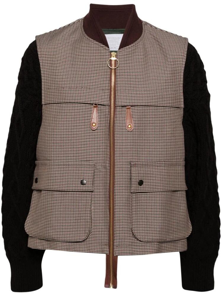 Kolor houndstooth cable-knitted jacket - Brown Cover