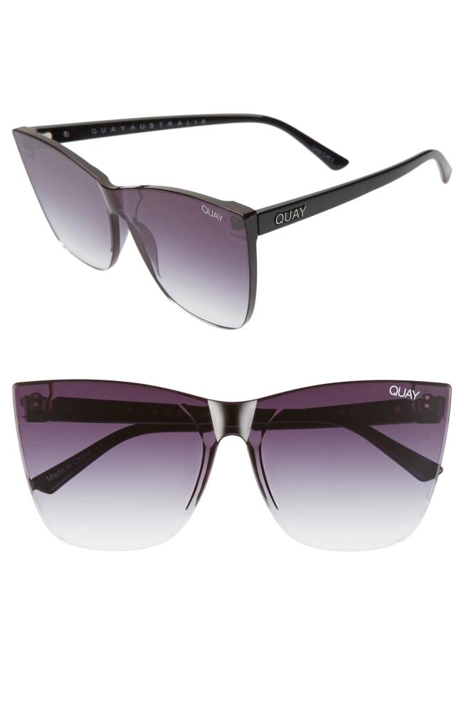 QUAY Come Thru 60mm Gradient Cat Eye Sunglasses in Black/Fade Cover