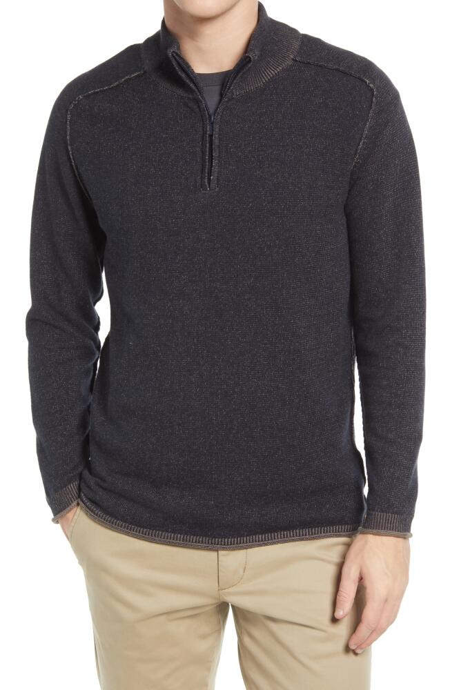 The Normal Brand Jimmy Cotton Quarter-Zip Sweater in Navy Cover