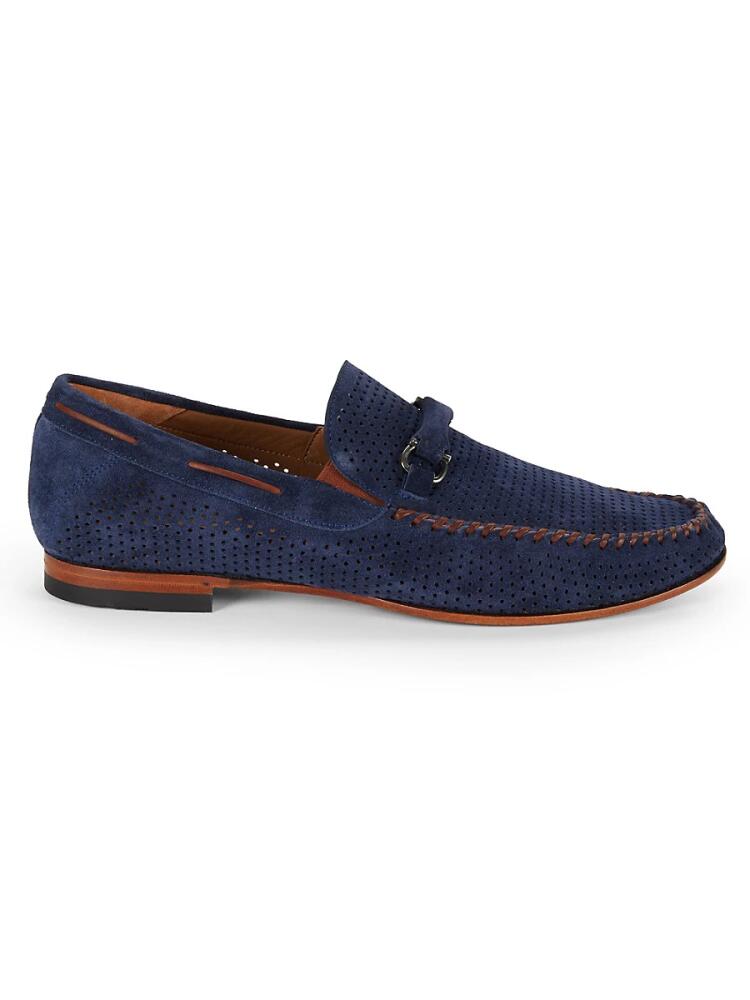 Mezlan Men's Marcello Perforated Suede Bit Loafers - Blue Cover