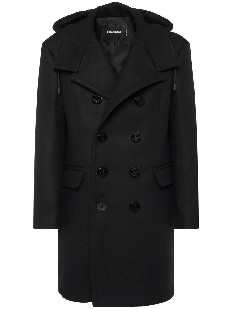 DSQUARED2 Felted Wool Blend Double Breasted Coat Cover