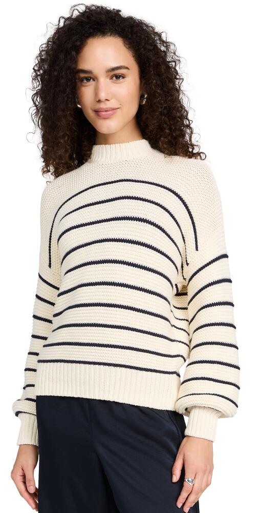 Alex Mill Button-Back Crewneck Sweater in Stripe Ivory/Dark Navy Cover