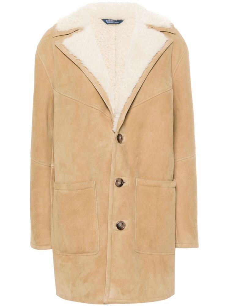 Polo Ralph Lauren single-breasted reversible shearling coat - Neutrals Cover