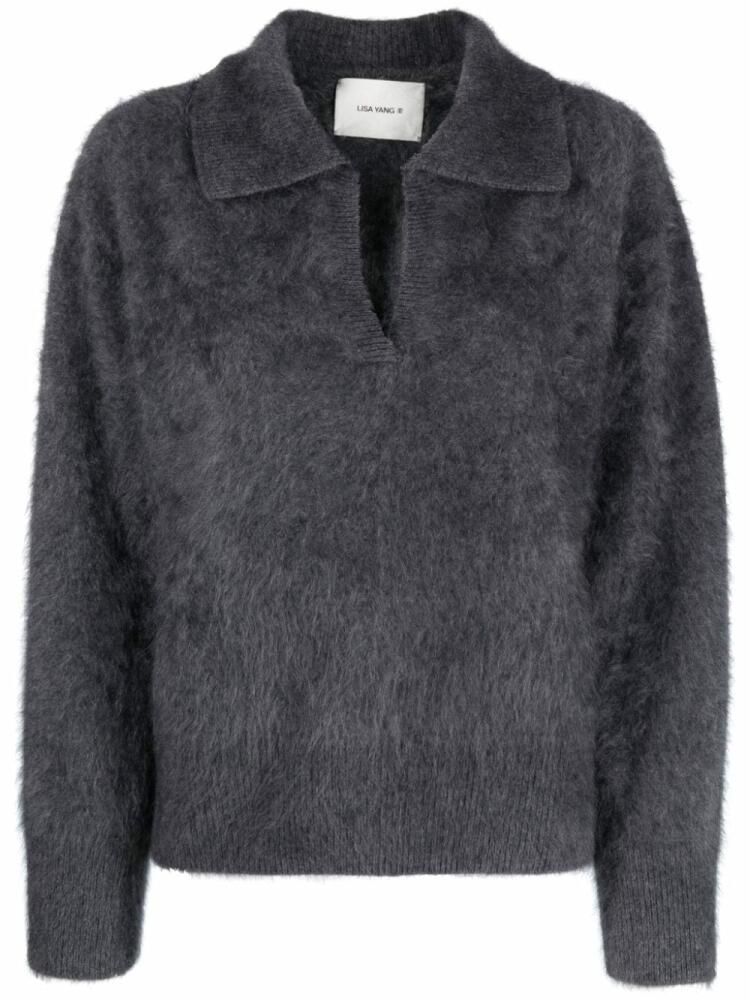 Lisa Yang split-neck cashmere jumper - Grey Cover