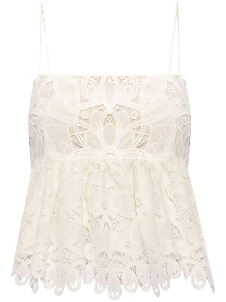 MUNTHE english embroydery spaghetti straps top - White Cover