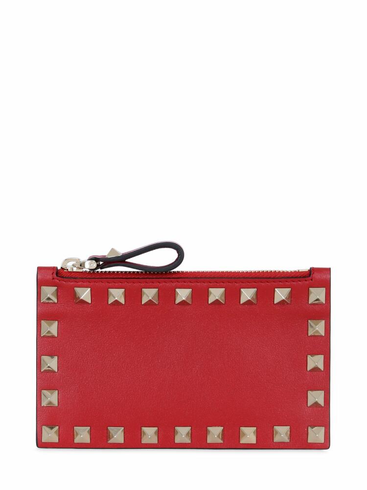 VALENTINO GARAVANI Rockstud Leather Card Holder Cover