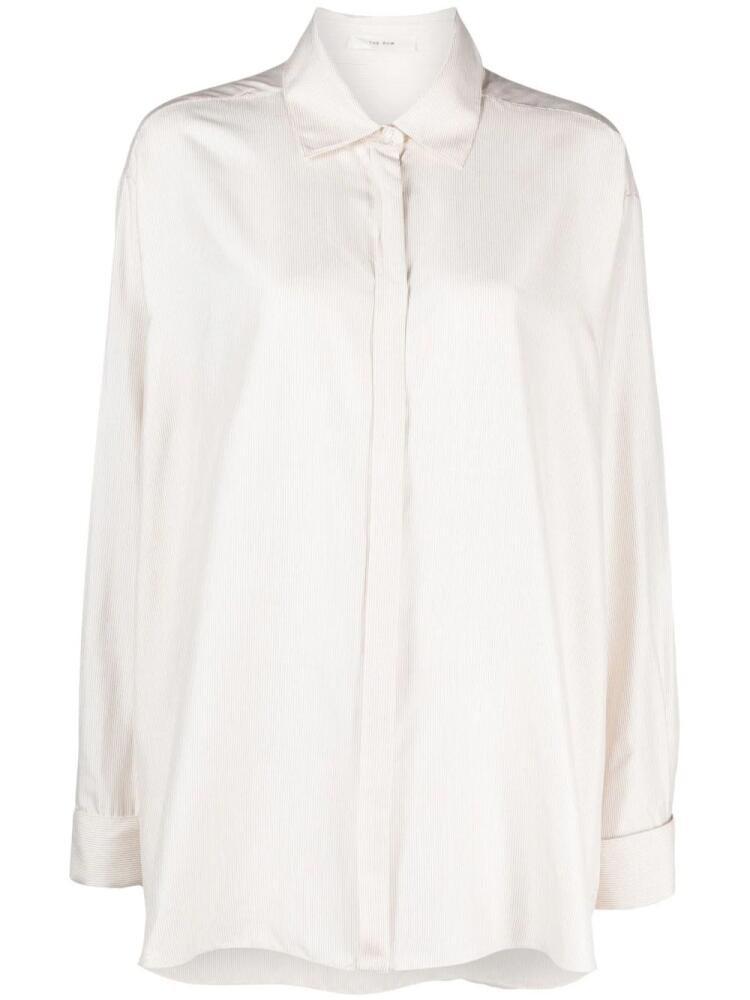 The Row Nomoon striped silk shirt - Neutrals Cover