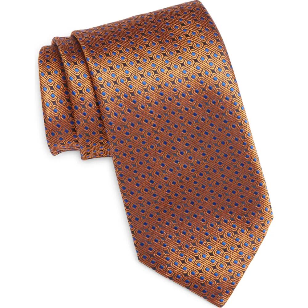 Canali Lattice Pattern Silk Tie in Orange Cover