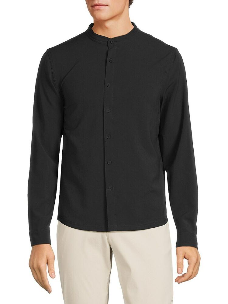 Kenneth Cole Men's Solid Band Collar Shirt - Black Cover