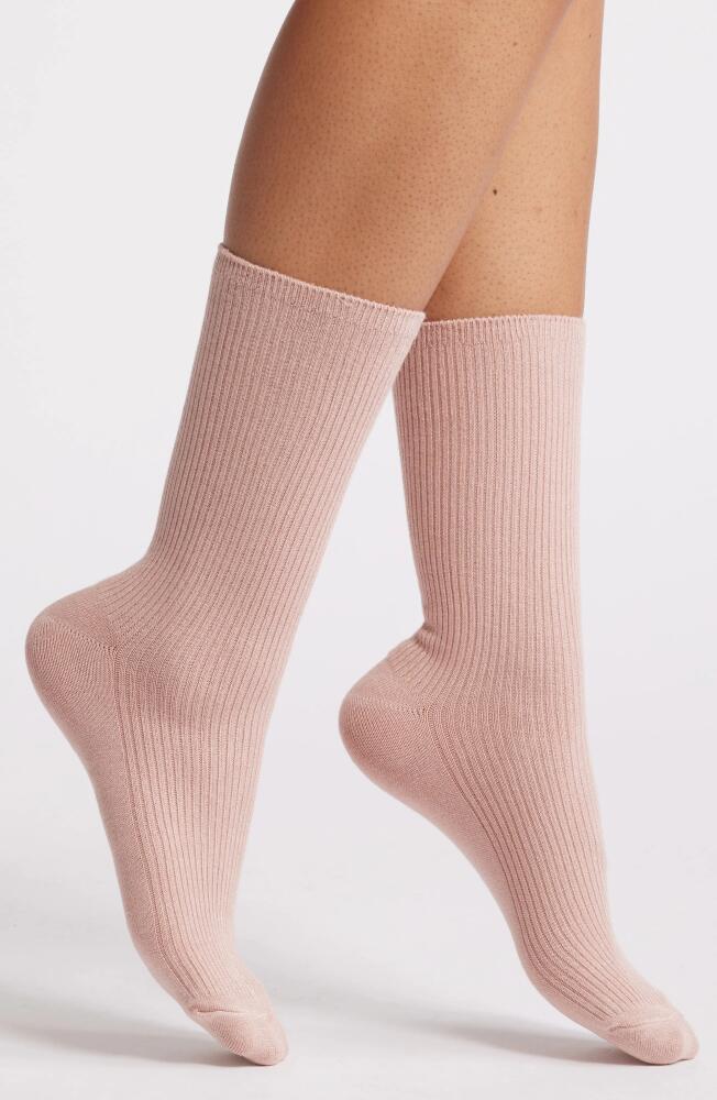 Nordstrom Rib Crew Socks in Pink Puff Cover